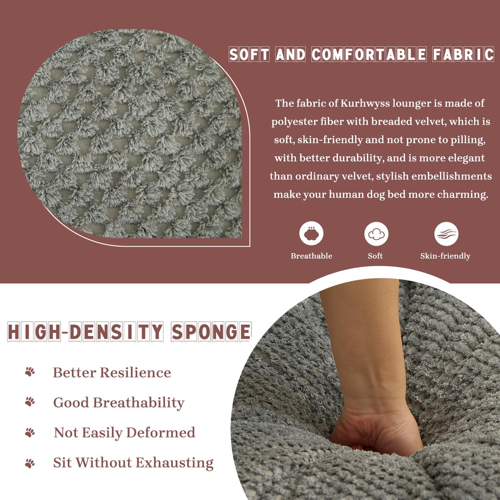 A human-shaped dog bed with a cushion for adults and pets, which can be converted into a recliner sofa bed. It has 5 adjustable positions. Suitable for bedrooms, living rooms or offices.