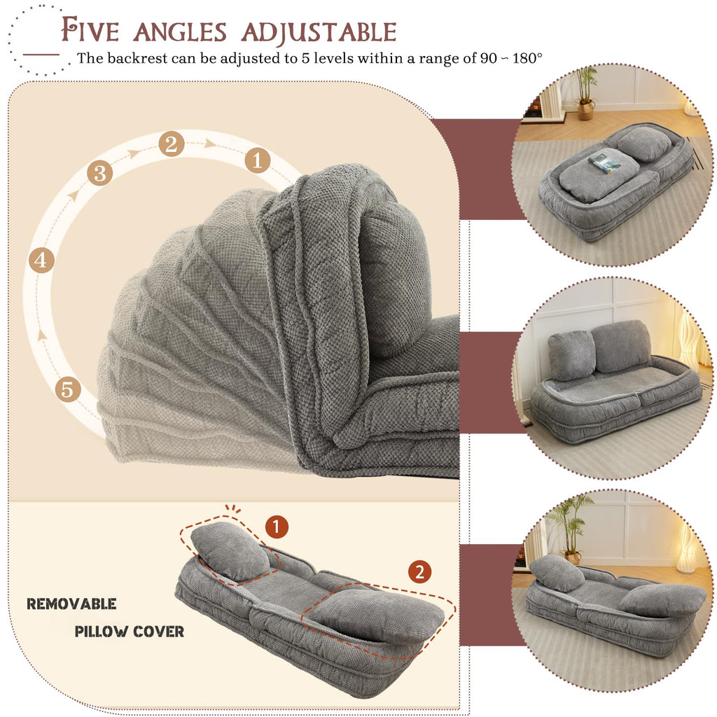 A human-shaped dog bed with a cushion for adults and pets, which can be converted into a recliner sofa bed. It has 5 adjustable positions. Suitable for bedrooms, living rooms or offices.